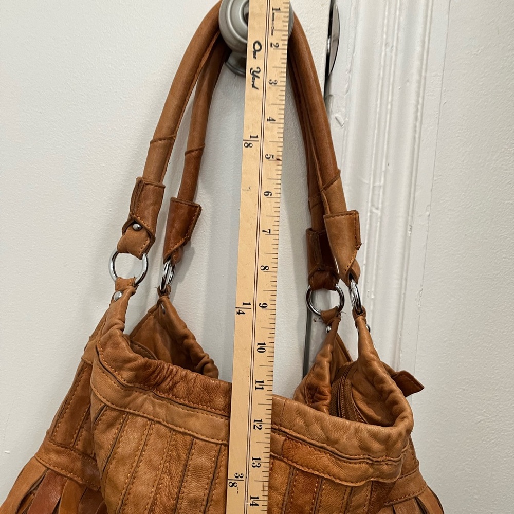 Amerileather Tan Leather Studded Tutu Hobo Handbag - Picture 8 of 9